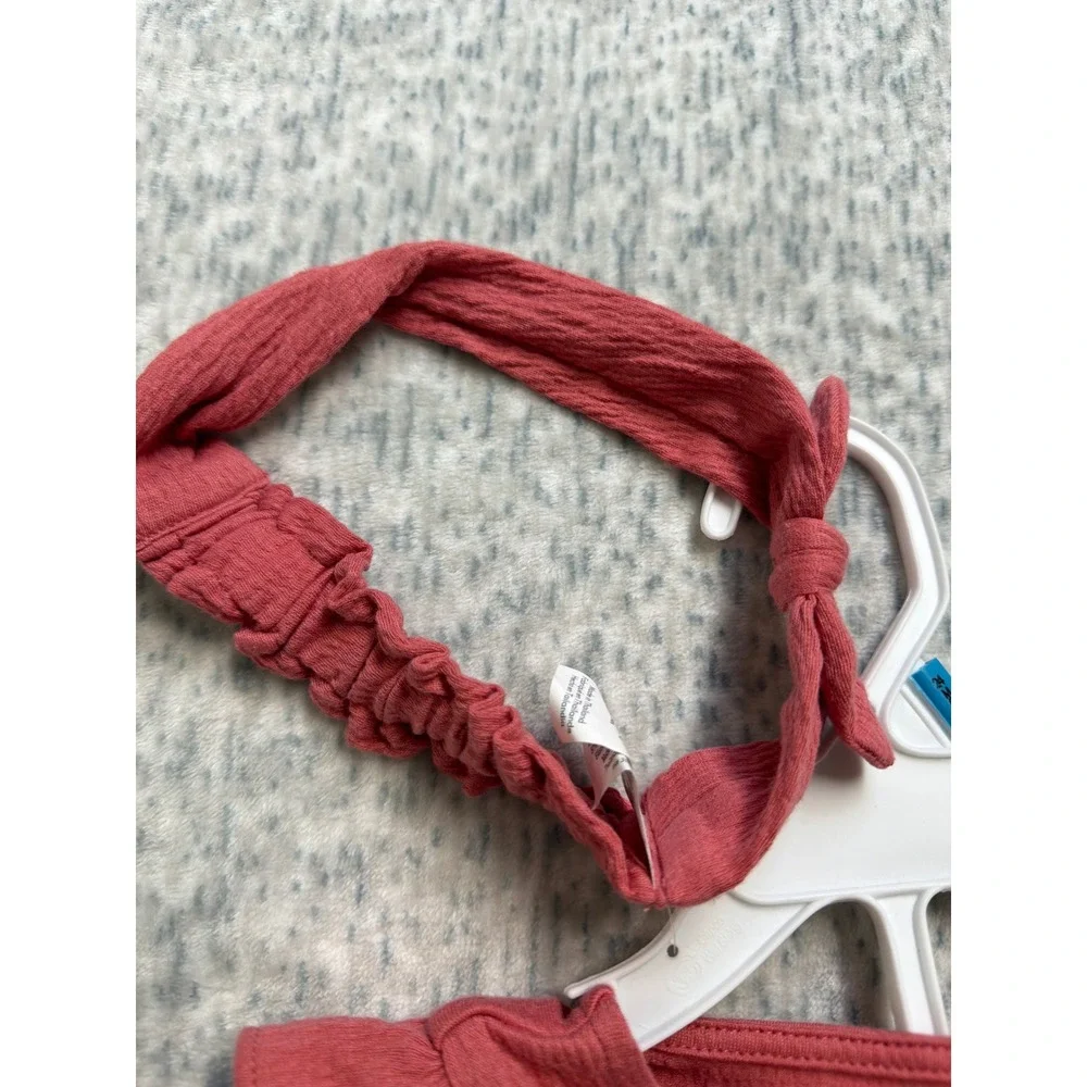Carters Baby Girl 3-Piece‎ Gauze Set Top Bloomers Headband Coral Pink 24M NEW